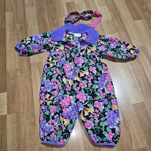 Floral Baby Jumpsuit with Purple Collar